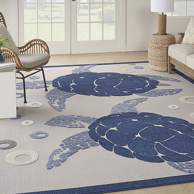 Nourison Aloha Coastal Sea Turtle Outdoor Rug