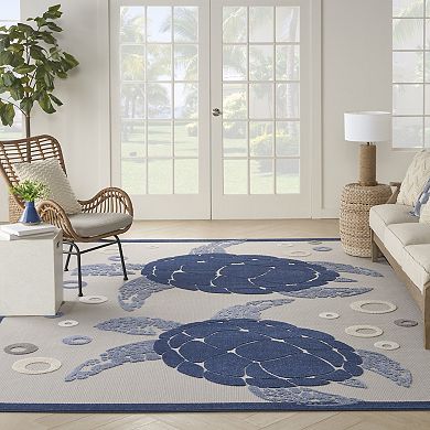 Nourison Aloha Coastal Sea Turtle Outdoor Rug