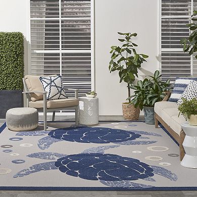 Nourison Aloha Coastal Sea Turtle Outdoor Rug