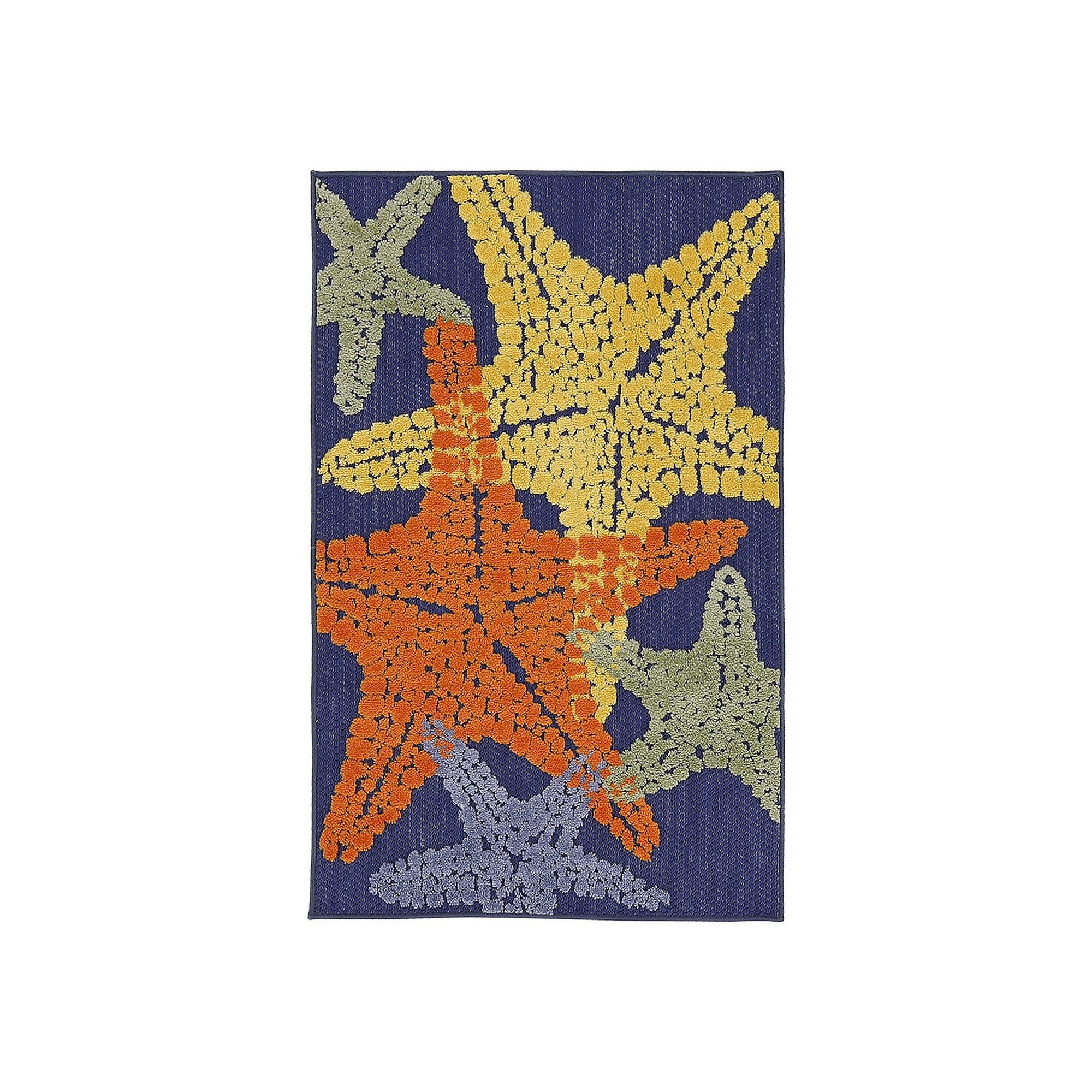 Nourison Aloha Coastal Starfish Outdoor Rug, Blue Teamcolor
