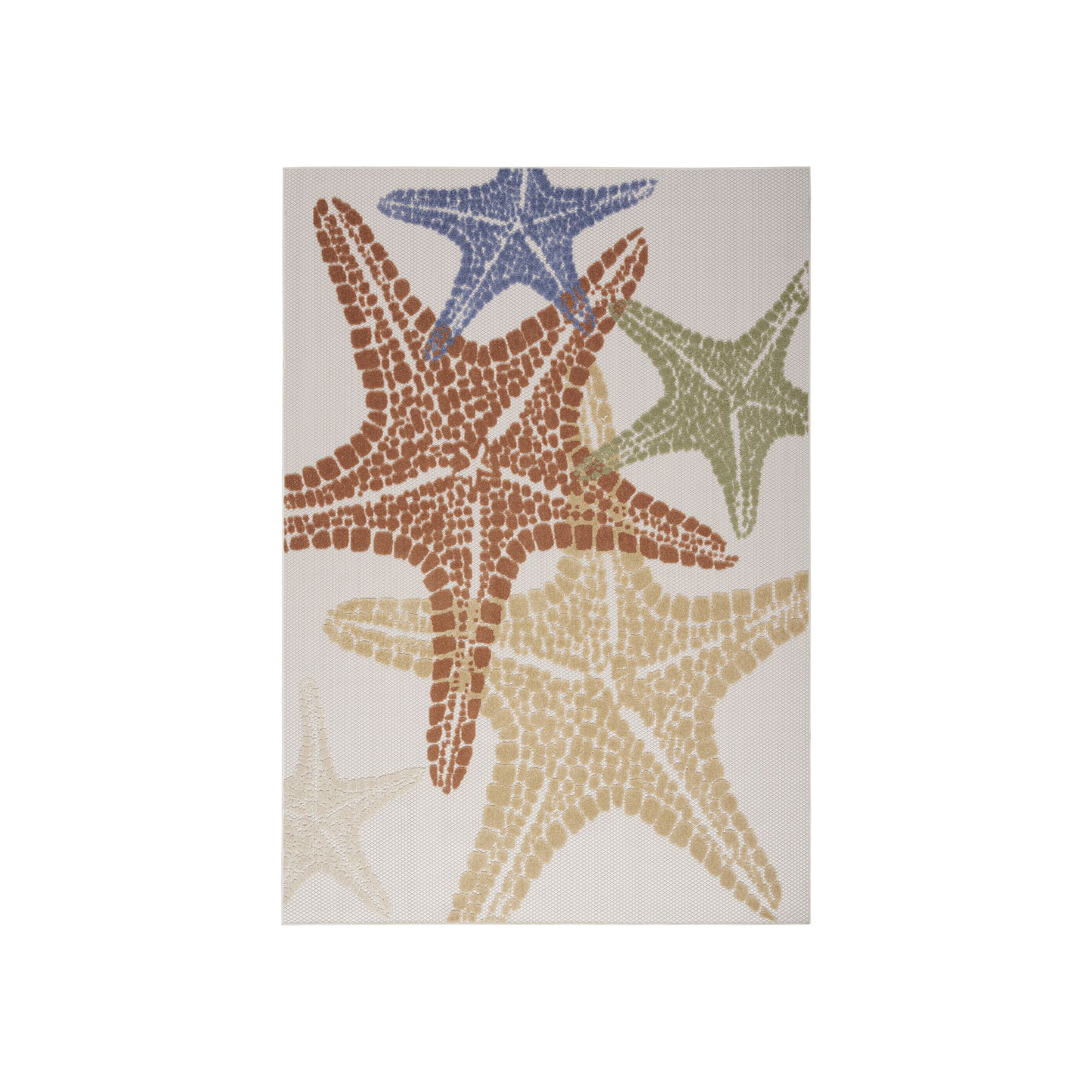 Nourison Aloha Coastal Starfish Outdoor Rug, Ivory Teamcolor