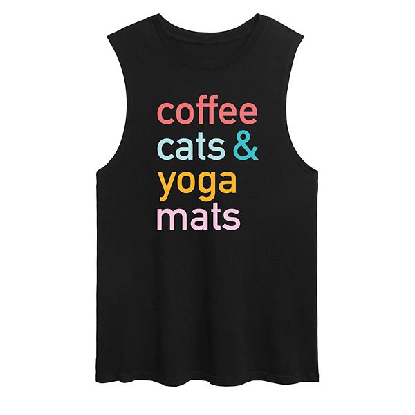 Juniors' Coffee Cats Yoga Mats Muscle Tank Top