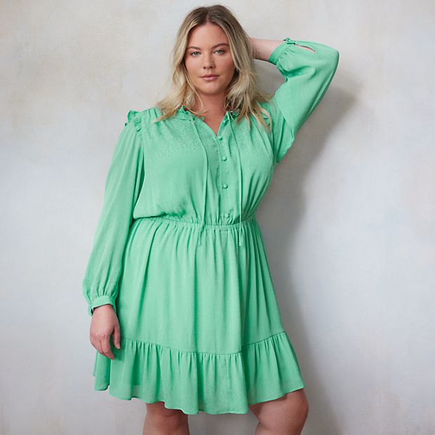 Plus Size LC Lauren Conrad Ruffled Shirt Dress