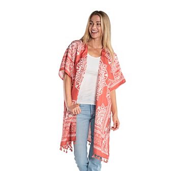 Women's Linda Anderson Peach Tasseled Kimono