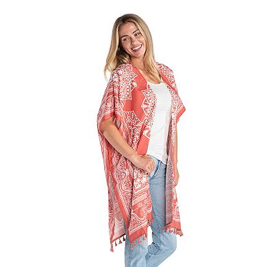 Women's Linda Anderson Peach Tasseled Kimono