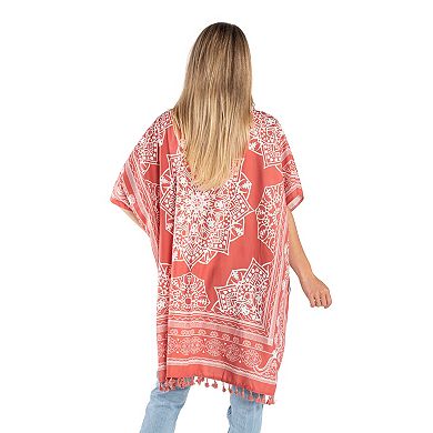 Women's Linda Anderson Peach Tasseled Kimono