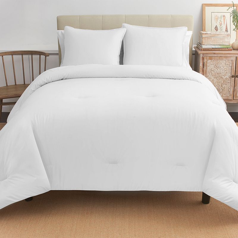 Boutique Living 3-piece Cotton Comforter Set with Shams, White, Full/Queen