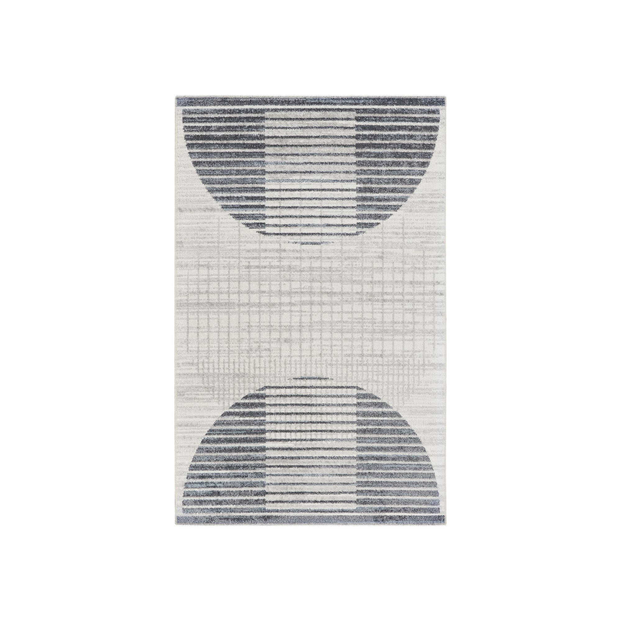 Nourison Astra Geometric Mid-Century Modern Washable Indoor Rug, Ivory Blue