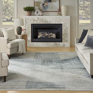 Nourison Astra Geometric Mid-Century Modern Washable Indoor Rug