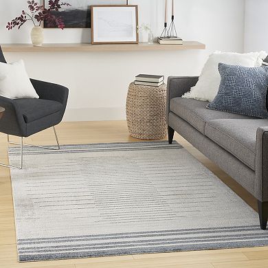 Nourison Astra Mid-Century Modern Stripe Washable Indoor Rug