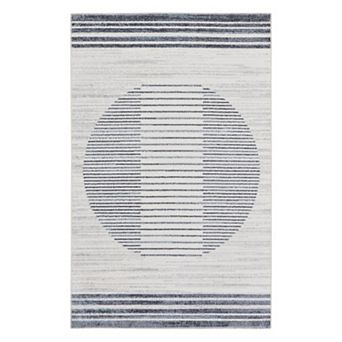 Nourison Astra Blue Mid-Century Modern Washable Indoor Rug