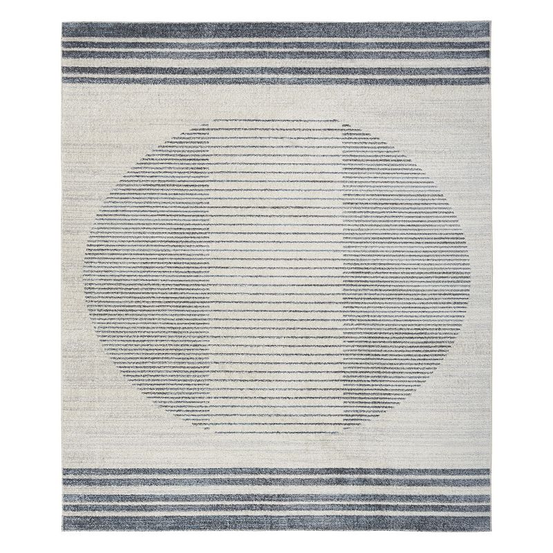 Nourison Astra Blue Mid-Century Modern Indoor Rug, White, 9X12 Ft