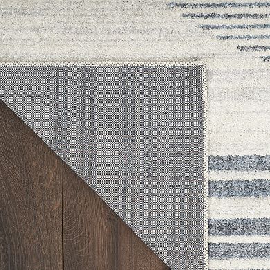 Nourison Astra Blue Mid-Century Modern Washable Indoor Rug