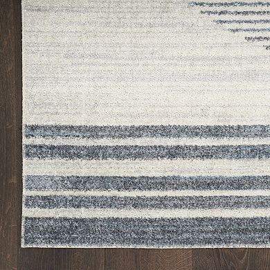 Nourison Astra Blue Mid-Century Modern Washable Indoor Rug