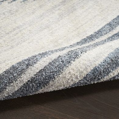 Nourison Astra Blue Mid-Century Modern Washable Indoor Rug