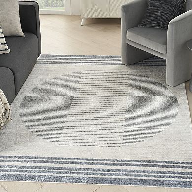 Nourison Astra Blue Mid-Century Modern Washable Indoor Rug