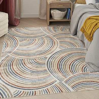 Nourison Astra Abstract Rainbows Kids Washable Indoor Rug
