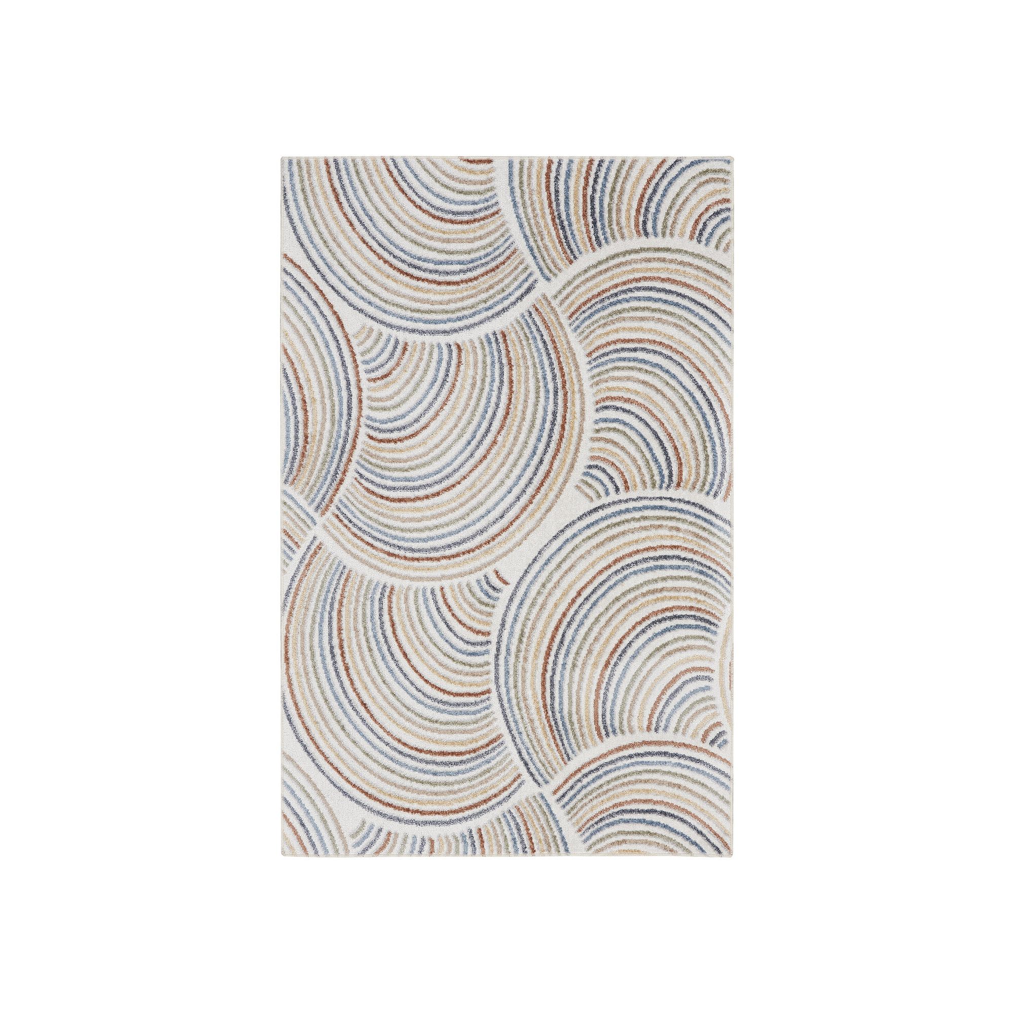 Nourison Astra Abstract Rainbows Kids Washable Indoor Rug, Ivory Team