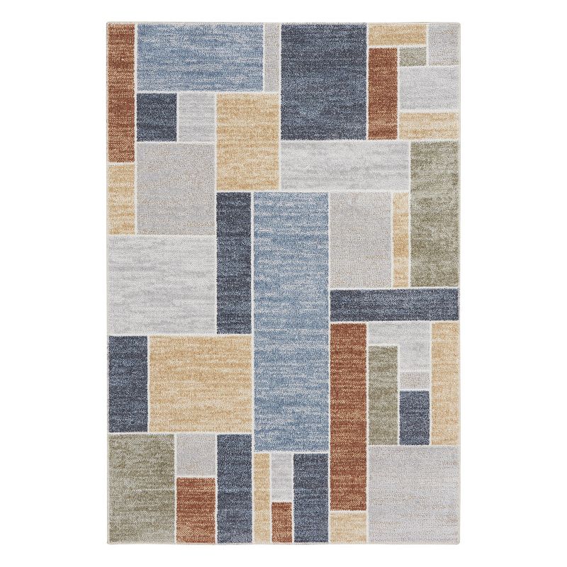 Nourison Astra Contemporary Color Block Geometric Indoor Rug, Multicolor, 8X10 Ft