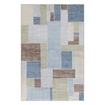 Nourison Astra Contemporary Color Block Geometric Washable Indoor Rug