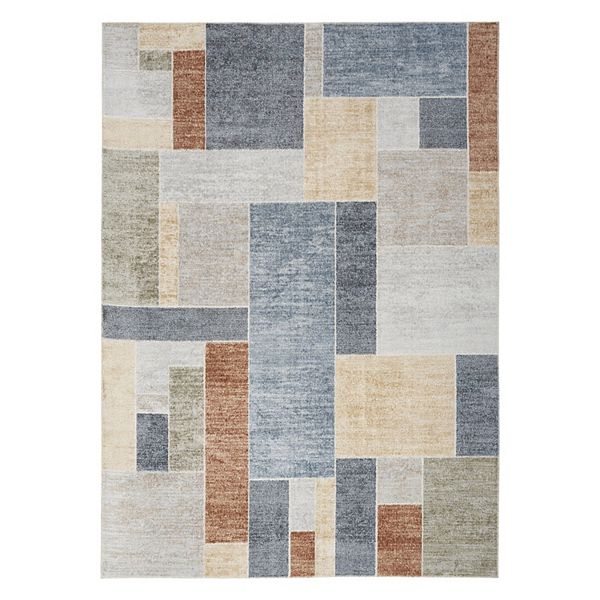 Nourison Astra Contemporary Color Block Geometric Washable Indoor Rug