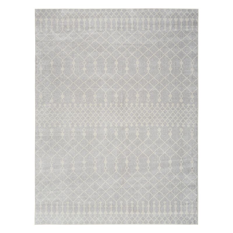 Nourison Astra Machine Washable Moroccan Grey 7 10  x 10  Area Rug (8x10)