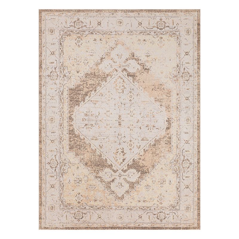 Nourison Astra Machine Washable Center medallion Beige 7 10  x 10  Area Rug (8x10)