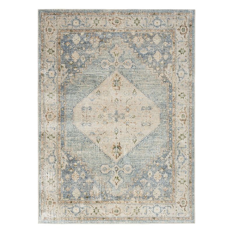 Nourison Astra Vintage Persian Washable Indoor Rug, Silver Blue 9ft x 12ft 