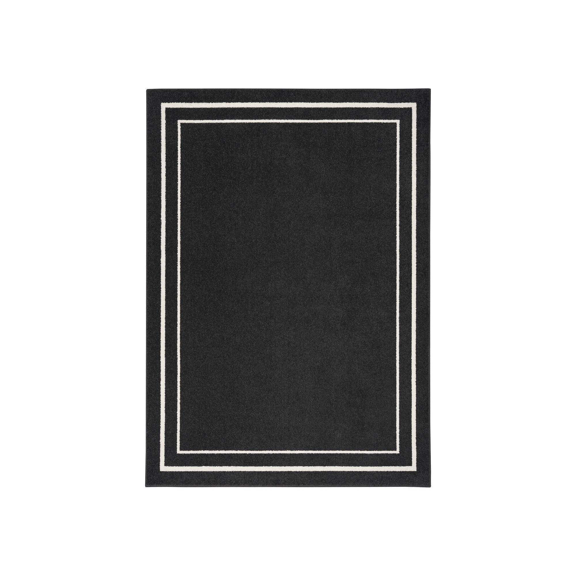 Nourison Essentials Contemporary Bordered Indoor/Outdoor Rug, Black Ivory