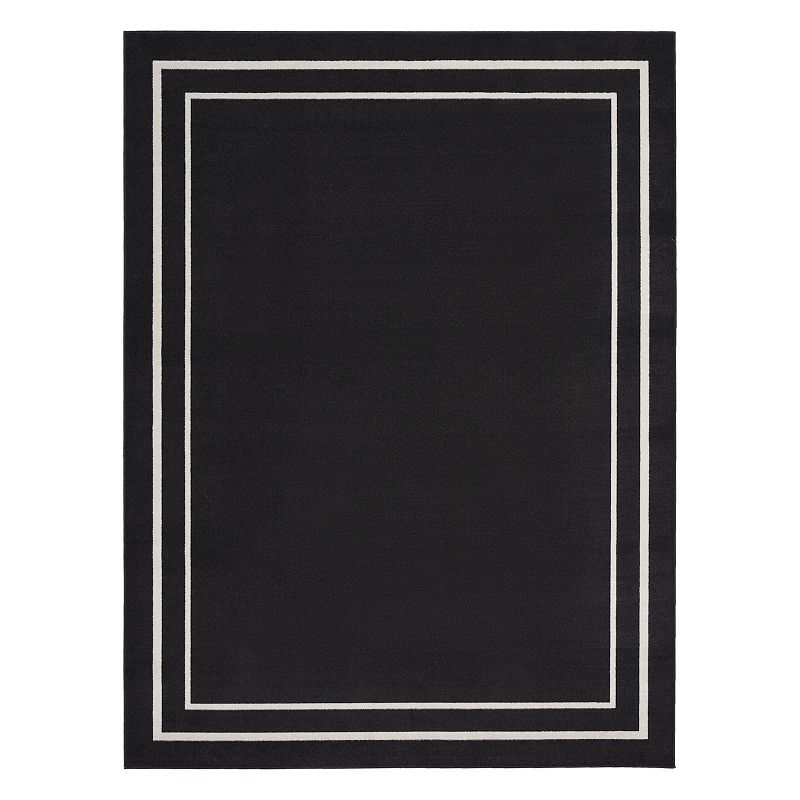 Nourison Essentials Indoor/Outdoor Black Ivory 2  x 6  Area Rug  (2x6)