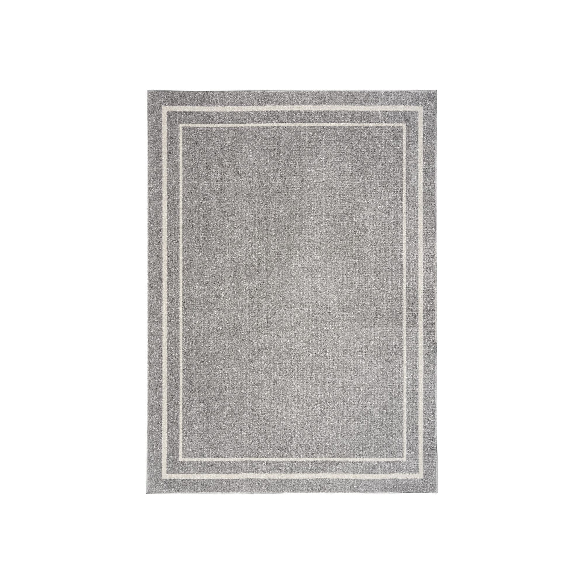 Nourison Essentials Contemporary Bordered Indoor/Outdoor Rug, Gray Ivory