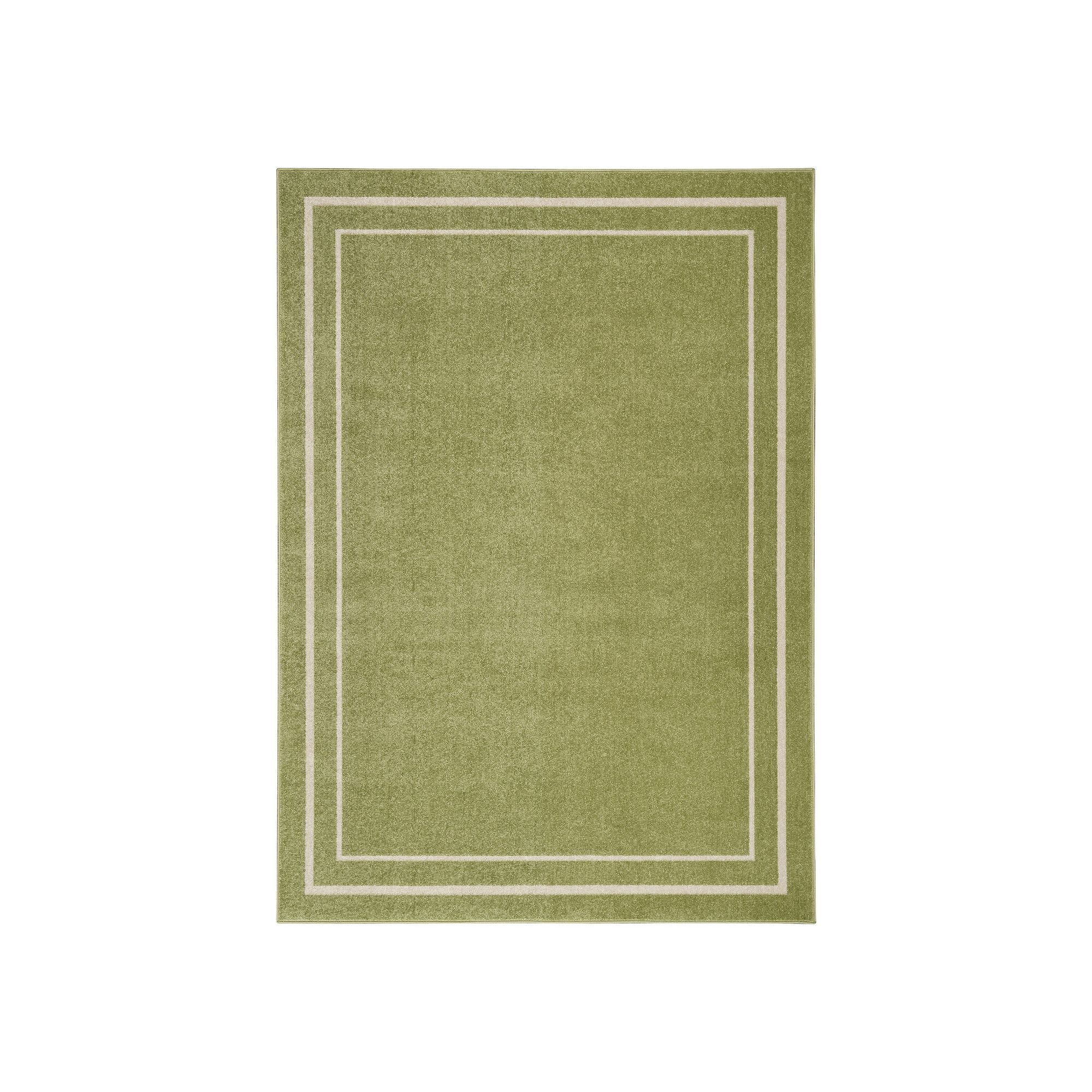 Nourison Essentials Contemporary Bordered Indoor/Outdoor Rug, Green Ivory