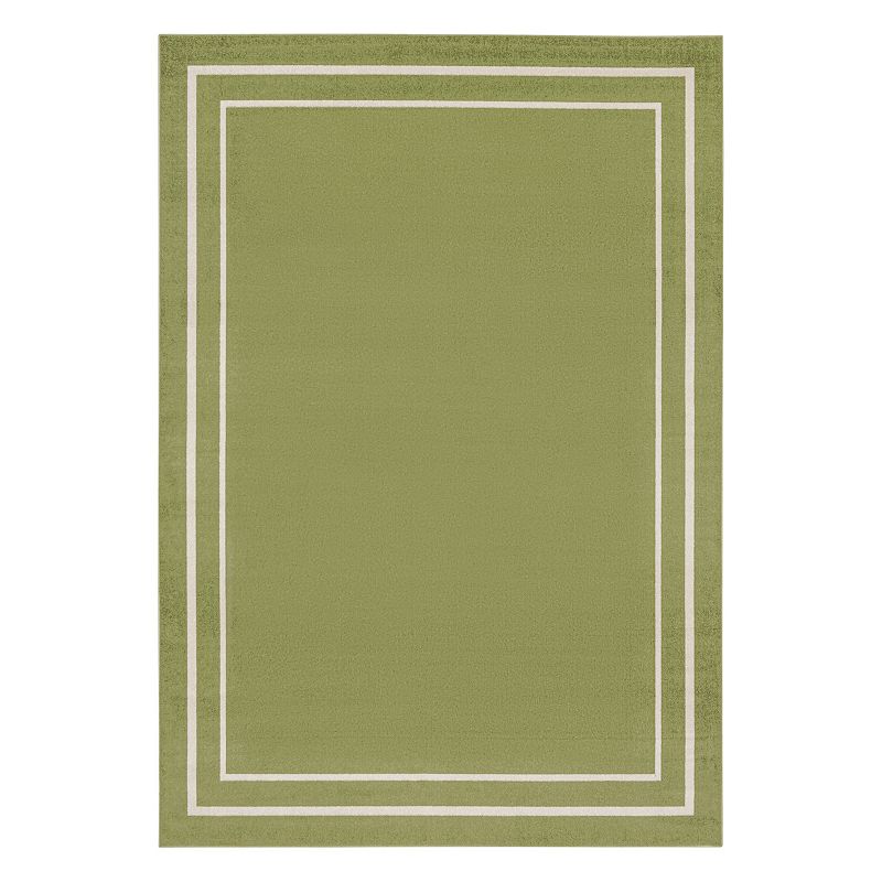 Nourison Essentials Indoor/Outdoor Green Ivory 5  x 7  Area Rug  (5x7)