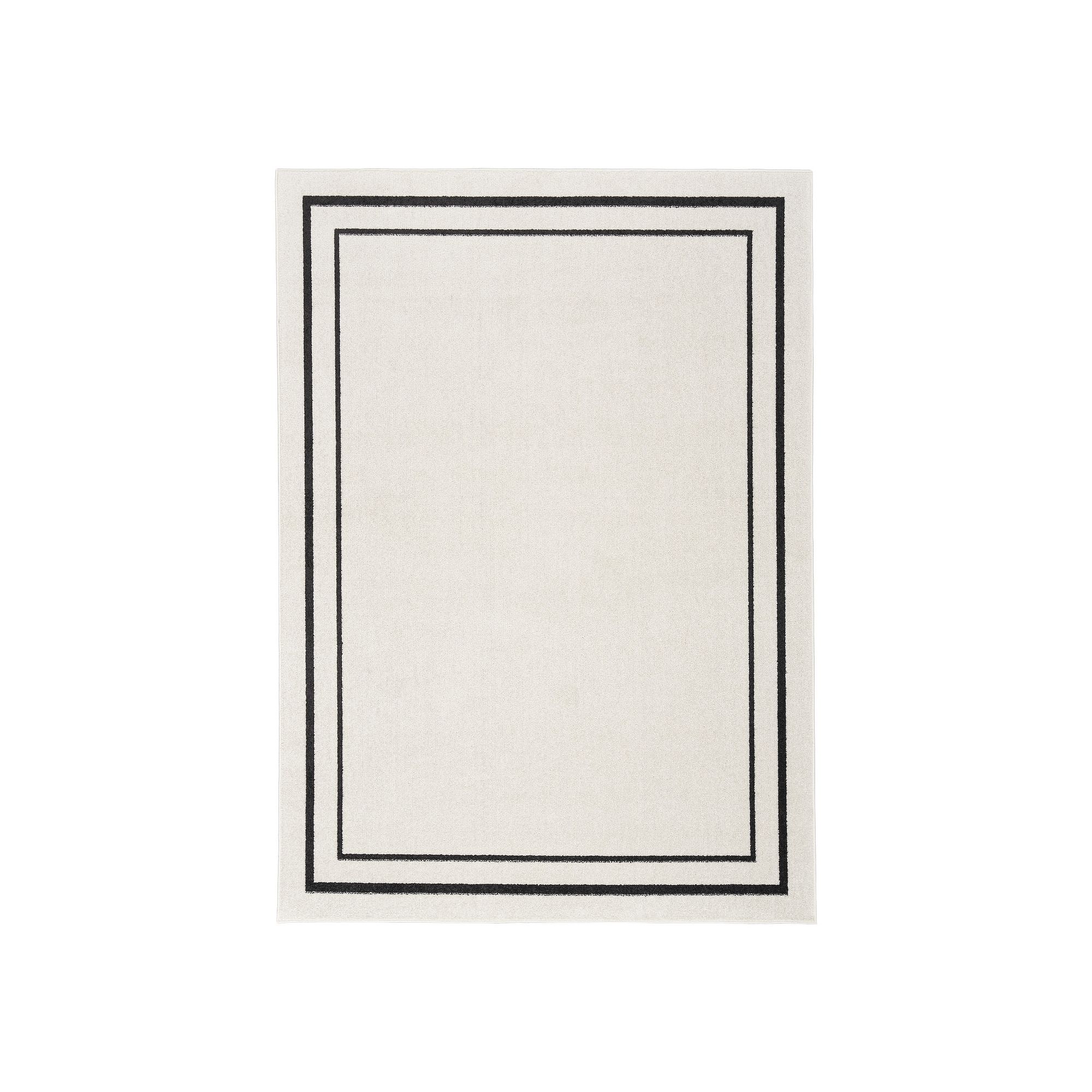 Nourison Essentials Contemporary Bordered Indoor/Outdoor Rug, Ivory Black