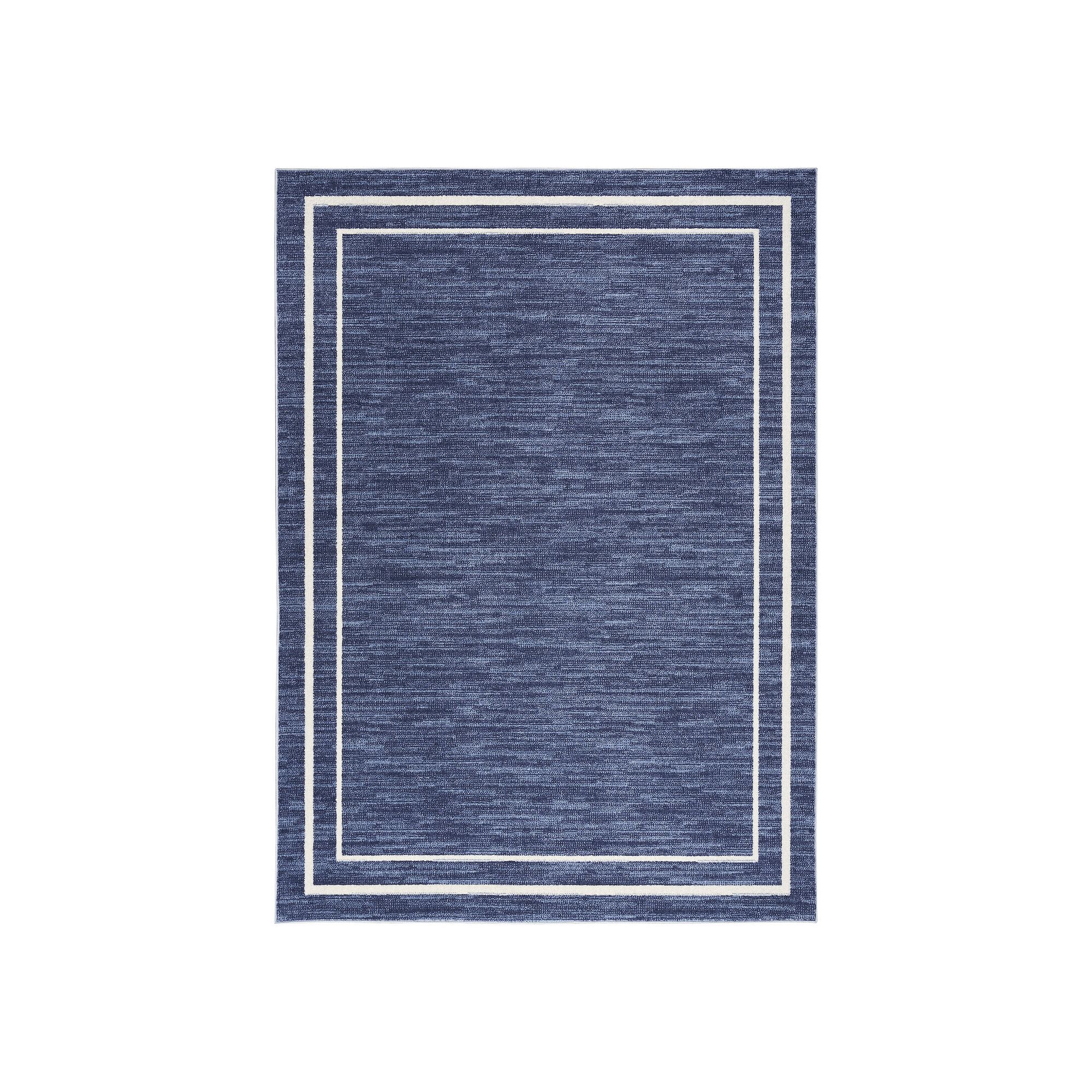 Nourison Essentials Contemporary Bordered Indoor/Outdoor Rug, Navy Ivory