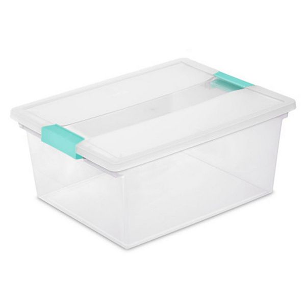 Sterilite Deep Plastic Stackable Storage Bin w/ Clear Latch Lid, Clear