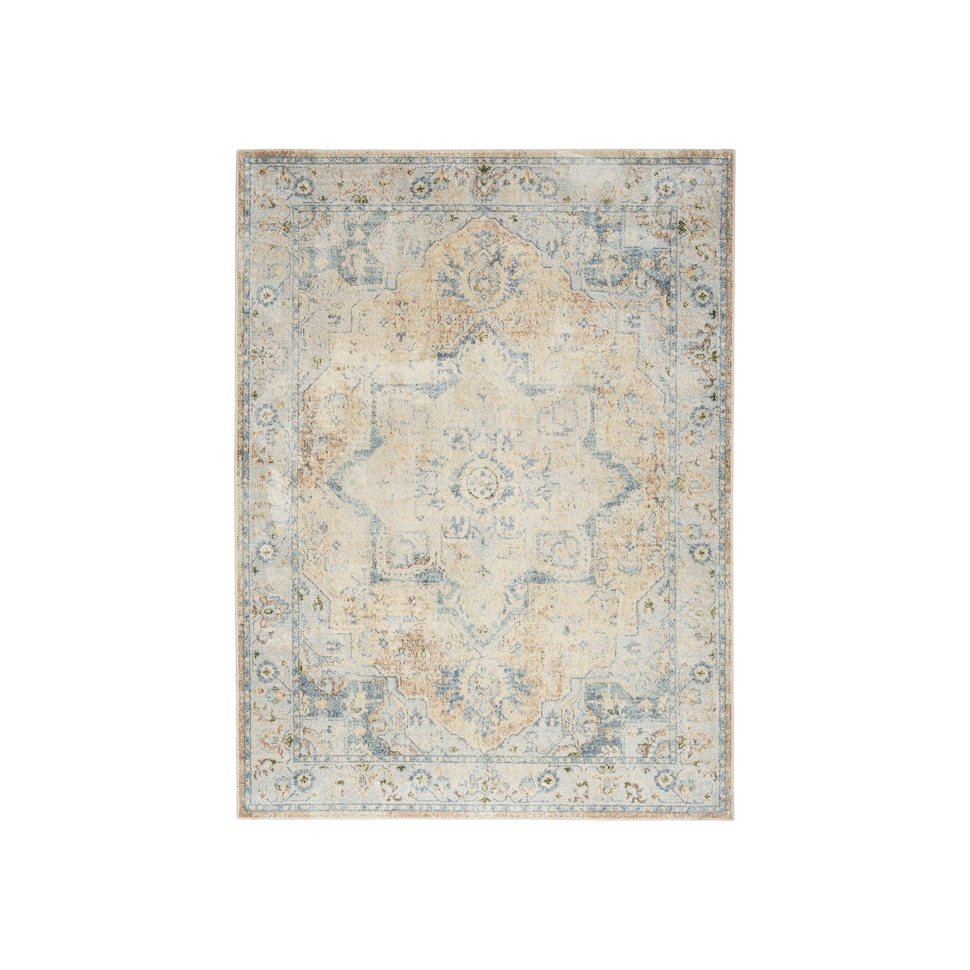 Nourison Astra Vintage Medallion Washable Indoor Rug, Beige Blue