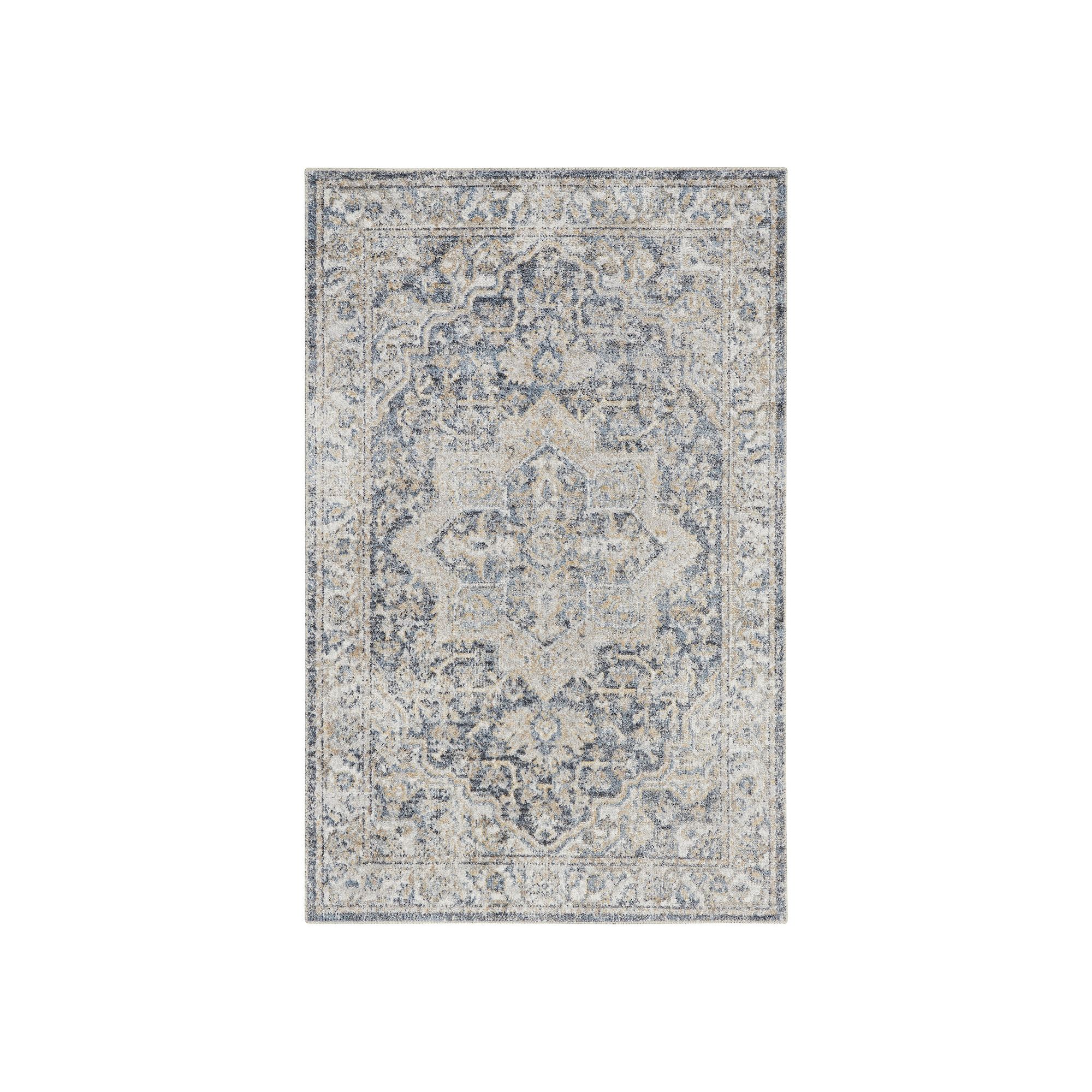Nourison Astra Vintage Medallion Washable Indoor Rug, Gray Blue