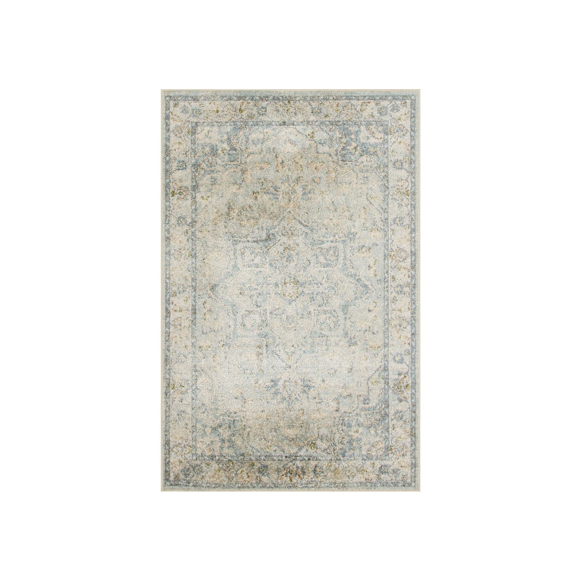 Nourison Astra Vintage Medallion Washable Indoor Rug, Light Blue