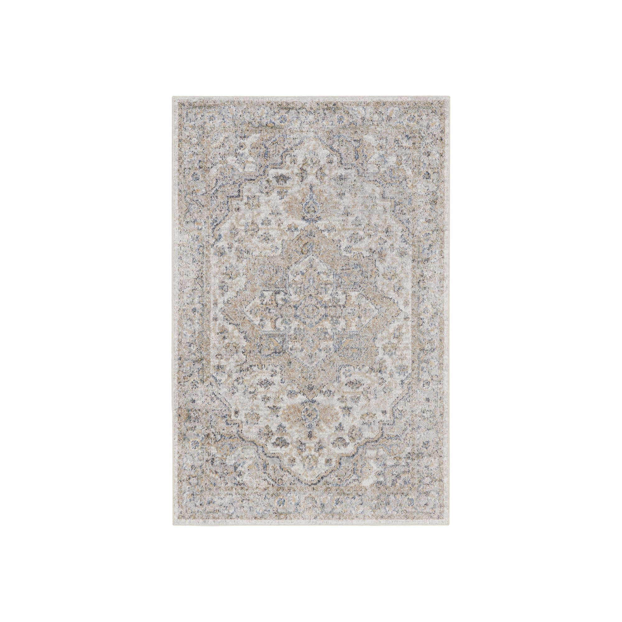 Nourison Astra Vintage Medallion Washable Indoor Rug, Silver Gray