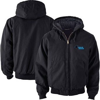 Men's Dunbrooke Black Carolina Panthers Big & Tall Dakota Canvas Hoodie Full-Zip Jacket