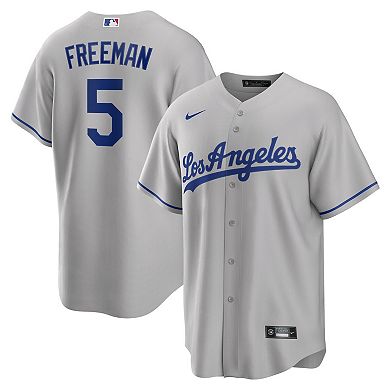 Men's Nike Freddie Freeman Gray Los Angeles Dodgers Road Replica Player Jersey