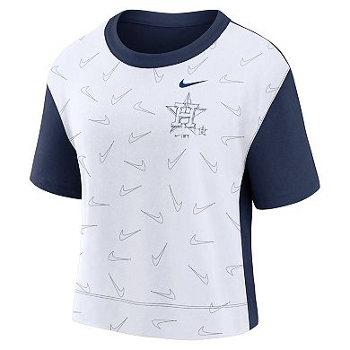 Women's Nike Navy/White Houston Astros Line Up High Hip Fashion T-Shirt