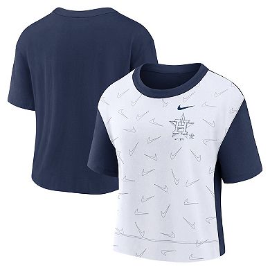 Women's Nike Navy/White Houston Astros Line Up High Hip Fashion T-Shirt
