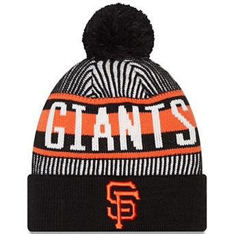 Men's Fanatics Branded Black San Francisco Giants Striped Cuffed Knit Hat with Pom