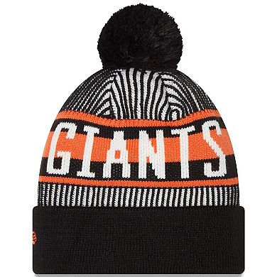 Men's Fanatics Branded Black San Francisco Giants Striped Cuffed Knit Hat with Pom