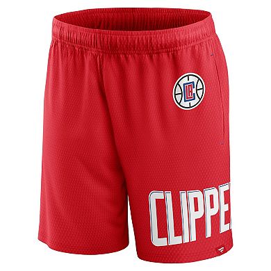Men's Fanatics Branded Red LA Clippers Free Throw Mesh Shorts