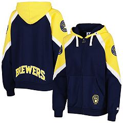 Starter Women's Navy, Gold Milwaukee Brewers Game On Notch Neck Raglan T- Shirt