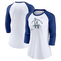 Women's Nike White/Royal Los Angeles Dodgers Team First High Hip Boxy T- Shirt 