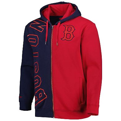 Men's Mitchell & Ness Navy/Red Boston Red Sox Fleece Full-Zip Hoodie